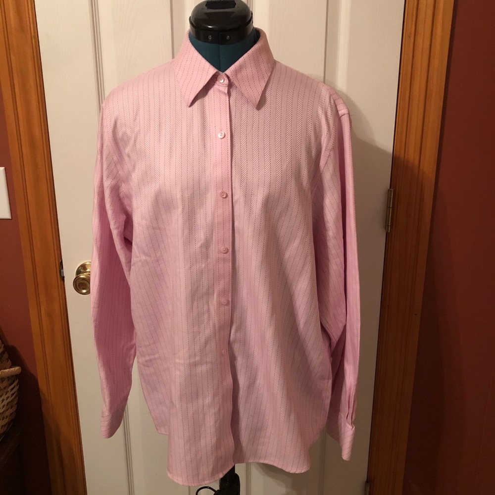 Talbots chevron stripe wrinkle resistant shirt 14